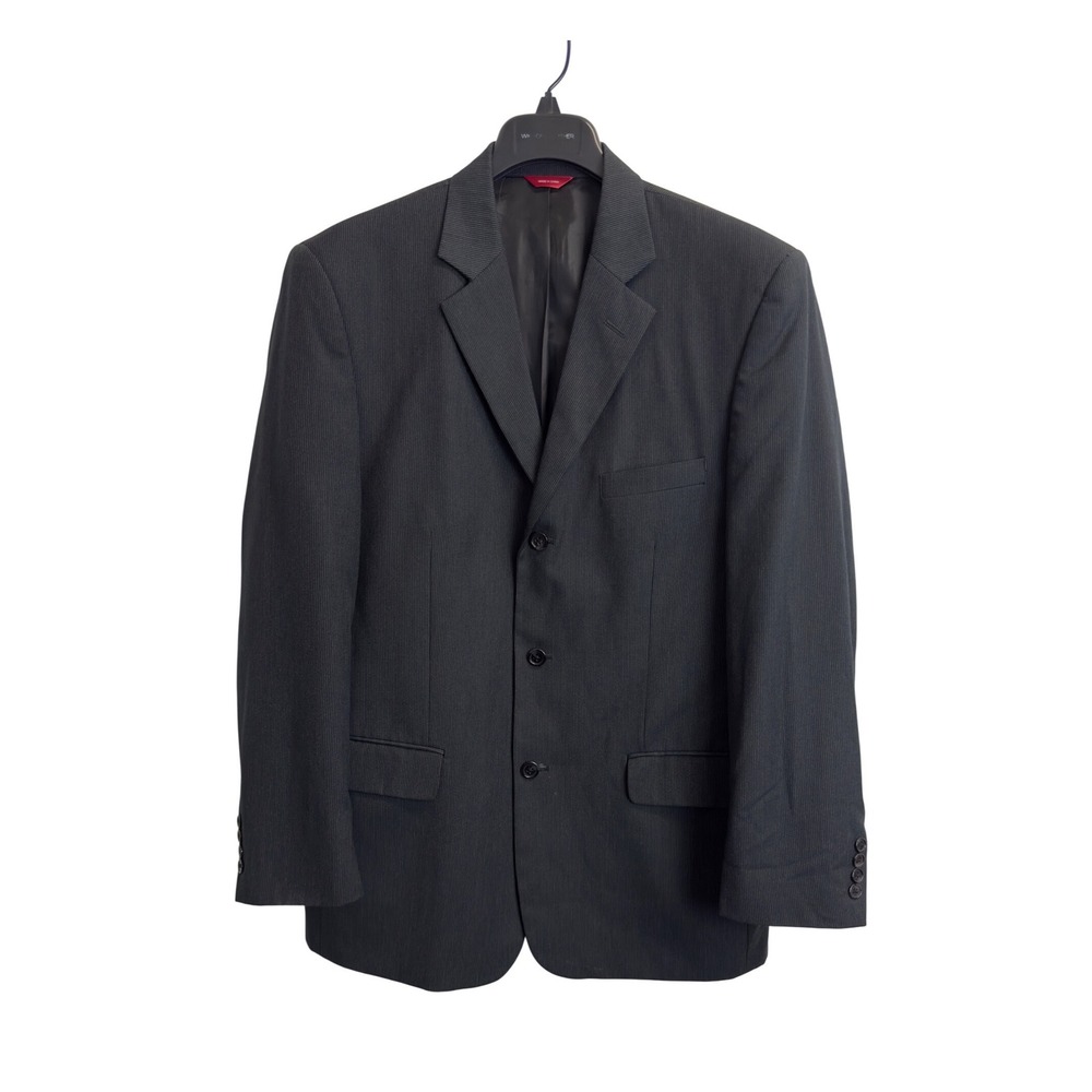 Public Notices Mens Blazer Jacket Charcoal Gray Micro Stripe 3 Button Size L 42R